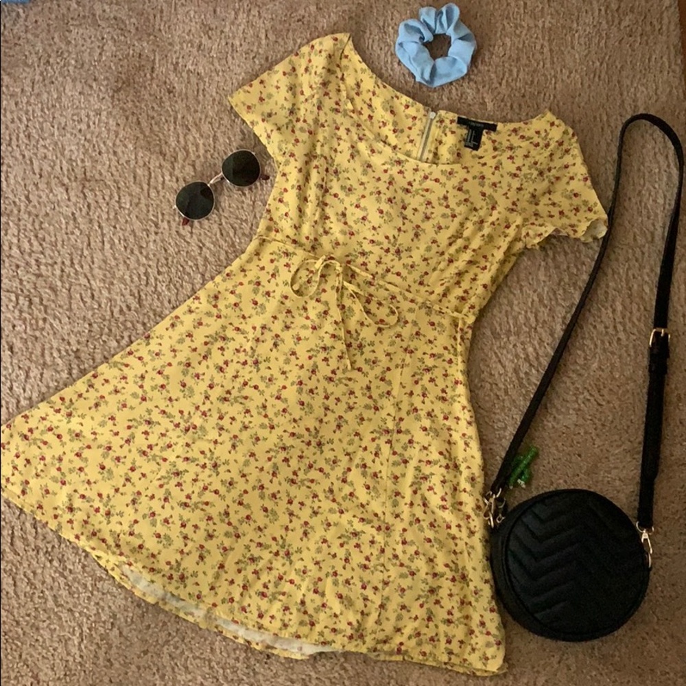Mini Yellow Floral Summer Dress